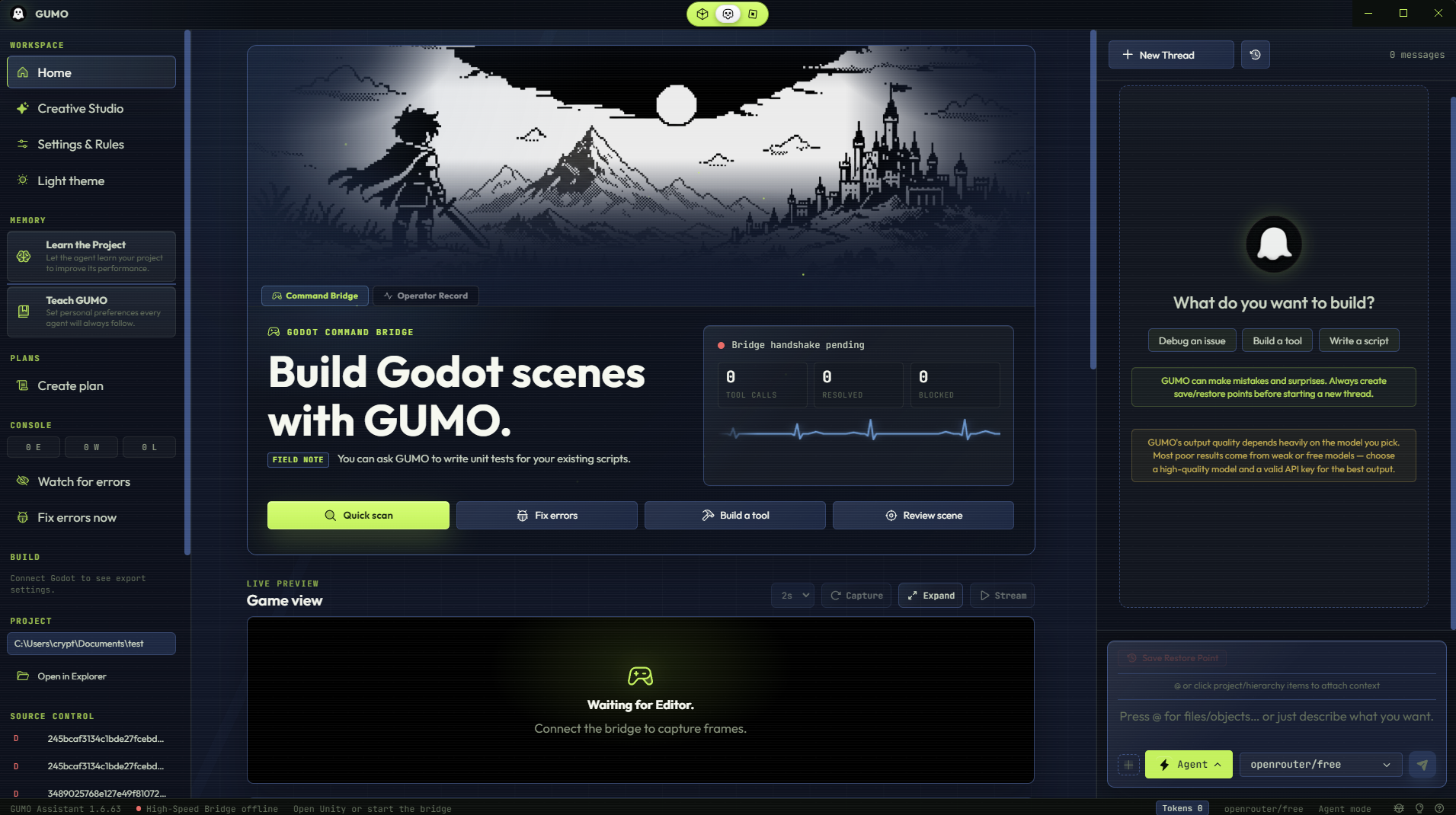 GUMO Godot mode interface