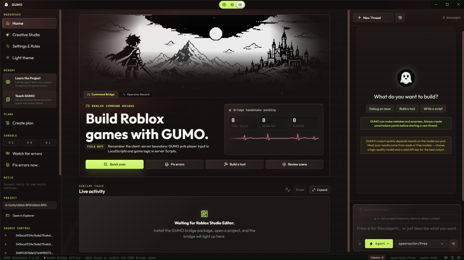 GUMO Roblox mode interface